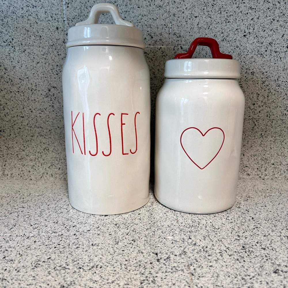 Rae Dunn Canisters with Red Accents